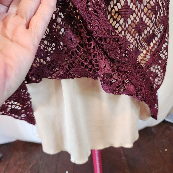 CITY TRENDS Maroon Lace with Creme Brown lining Sleeveless Dress Size 11 - Picture 3 of 7